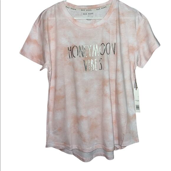 Rae Dunn Tops - Rae Dunn Womens Short Sleeve "Honeymoon Vibes" Graphic Tee Sz L